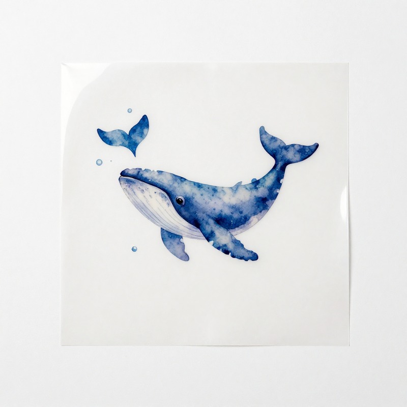 Watercolor Whale Heat Transfer - Iron On Patch recension och pris