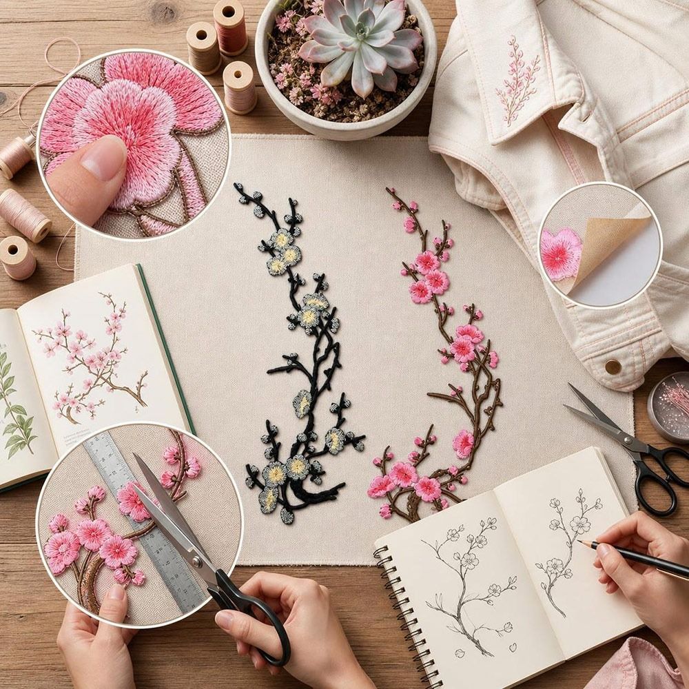 DIY Cherry Blossom Iron On Pat - Sewing In Textile recension och pris