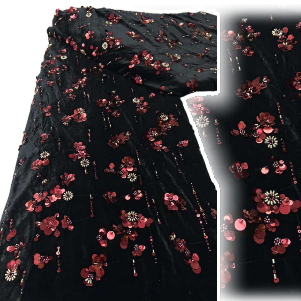 African Sequins Velvet Lace Fa - Sewing Velvet Fabric recension och pris