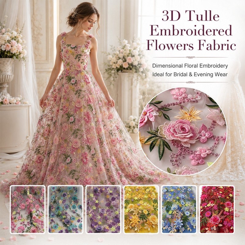 90x130cm 3D Floral Embroidered - Sewing In Textile recension och pris