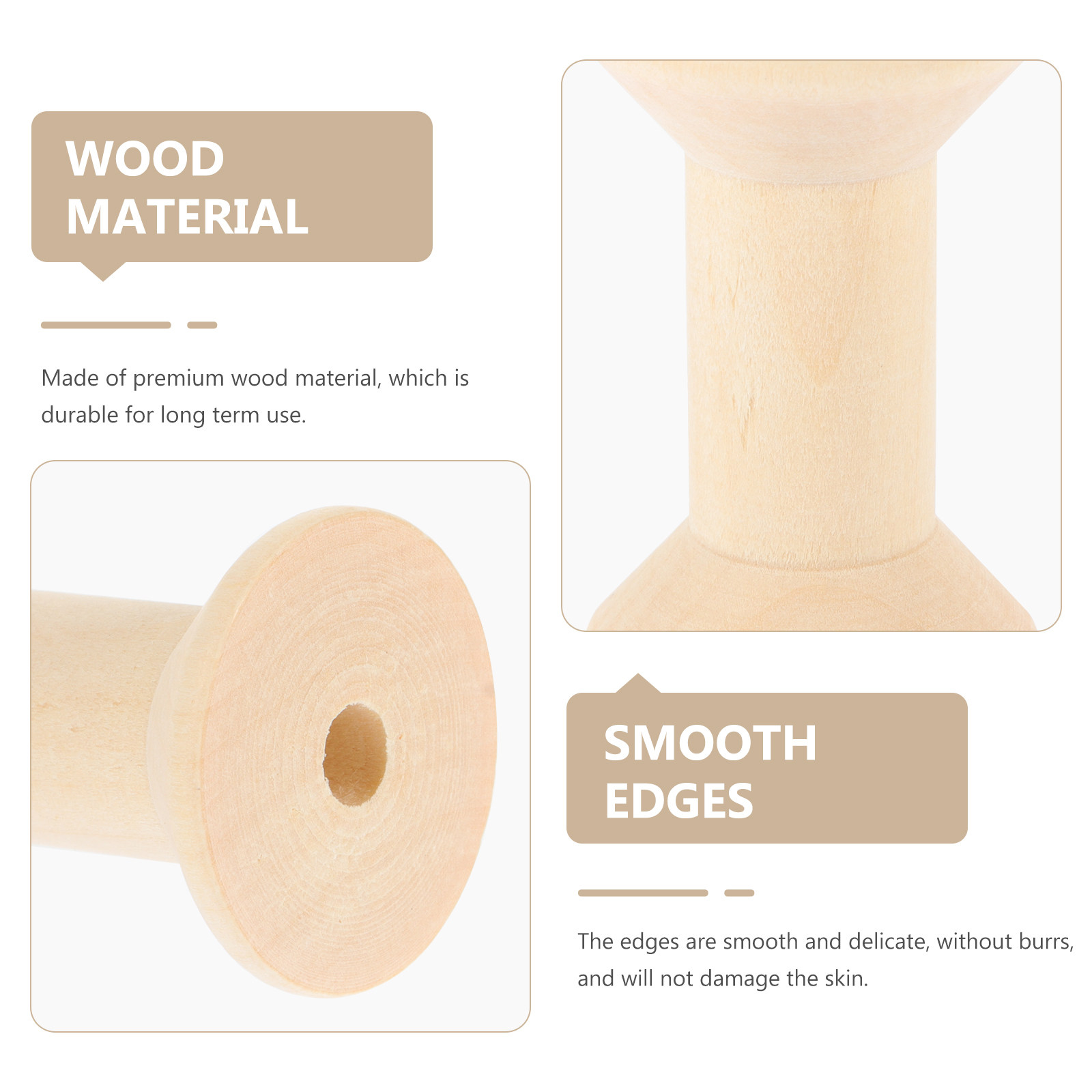 5Pcs Natural Wooden Spools Woo - Sewing Knit recension och pris